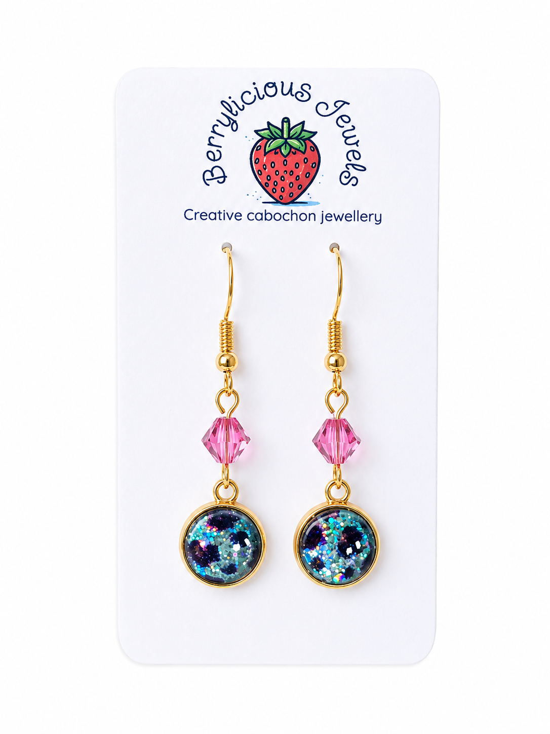 Blue Leopard Dangle Earrings
