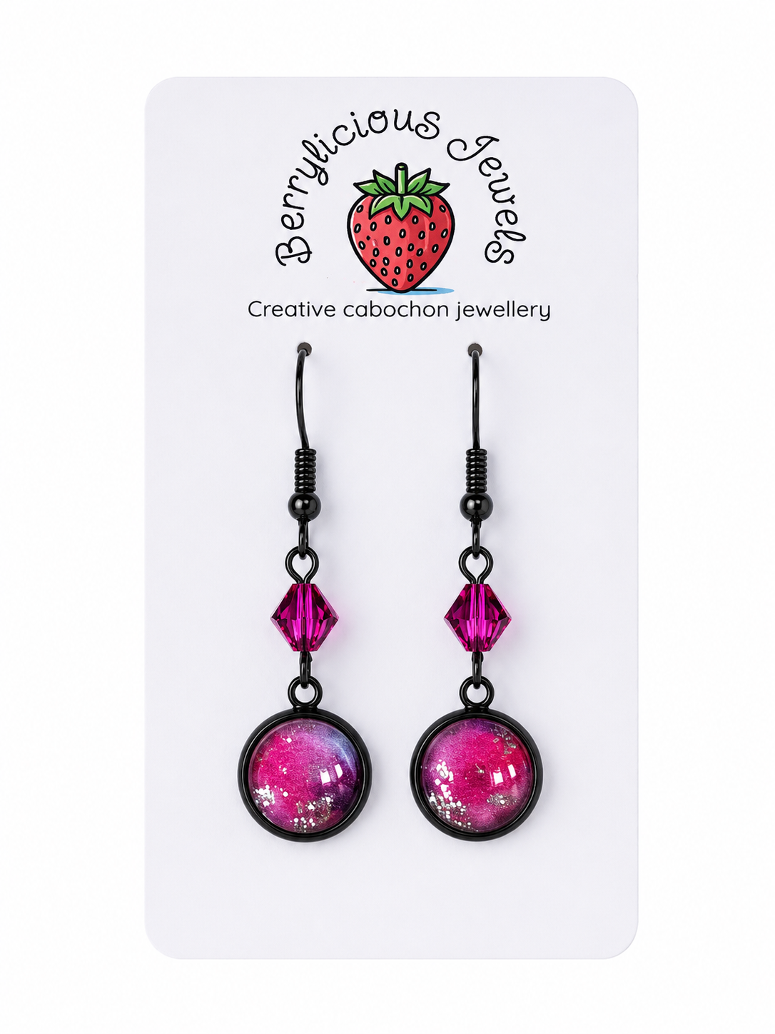 Foiled Pink Dangle Earrings