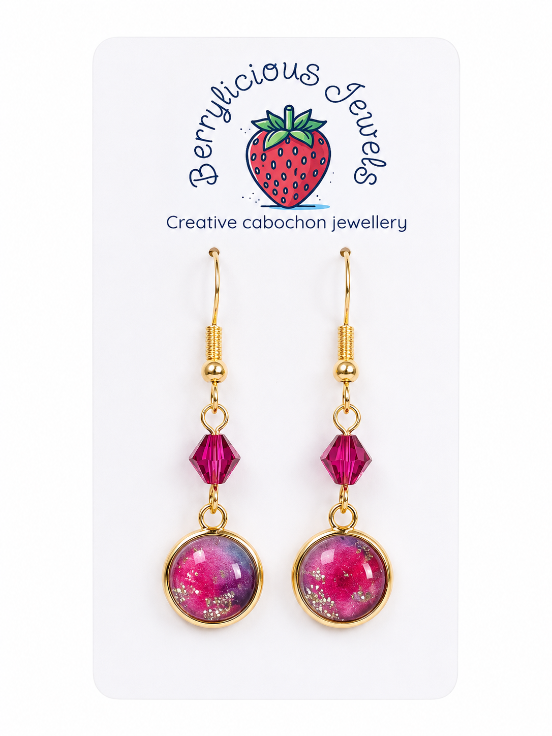 Foiled Pink Dangle Earrings
