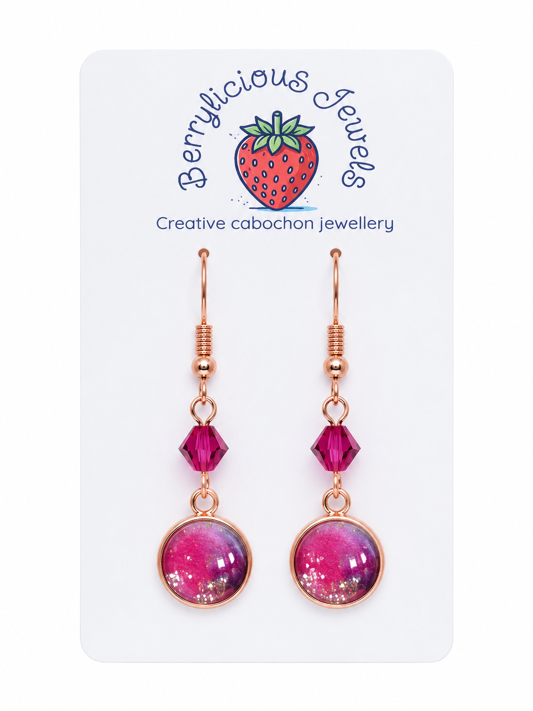 Foiled Pink Dangle Earrings