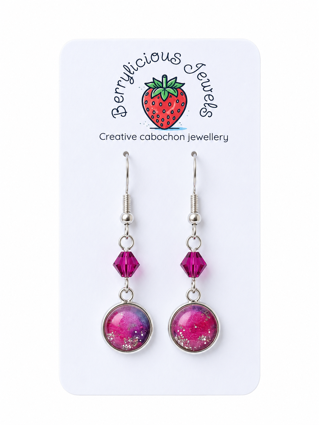 Foiled Pink Dangle Earrings