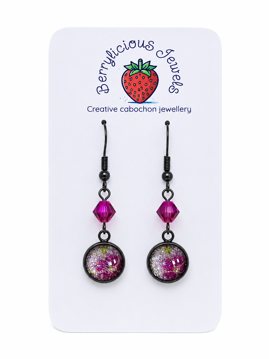 Fuchsia Floral Dangle Earrings