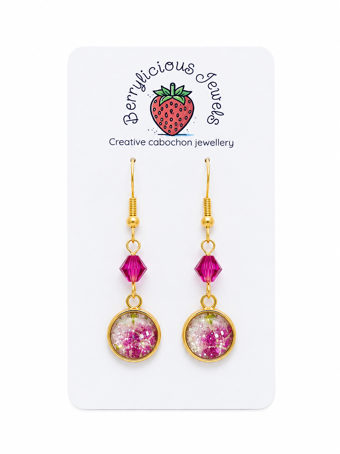 Fuchsia Floral Dangle Earrings