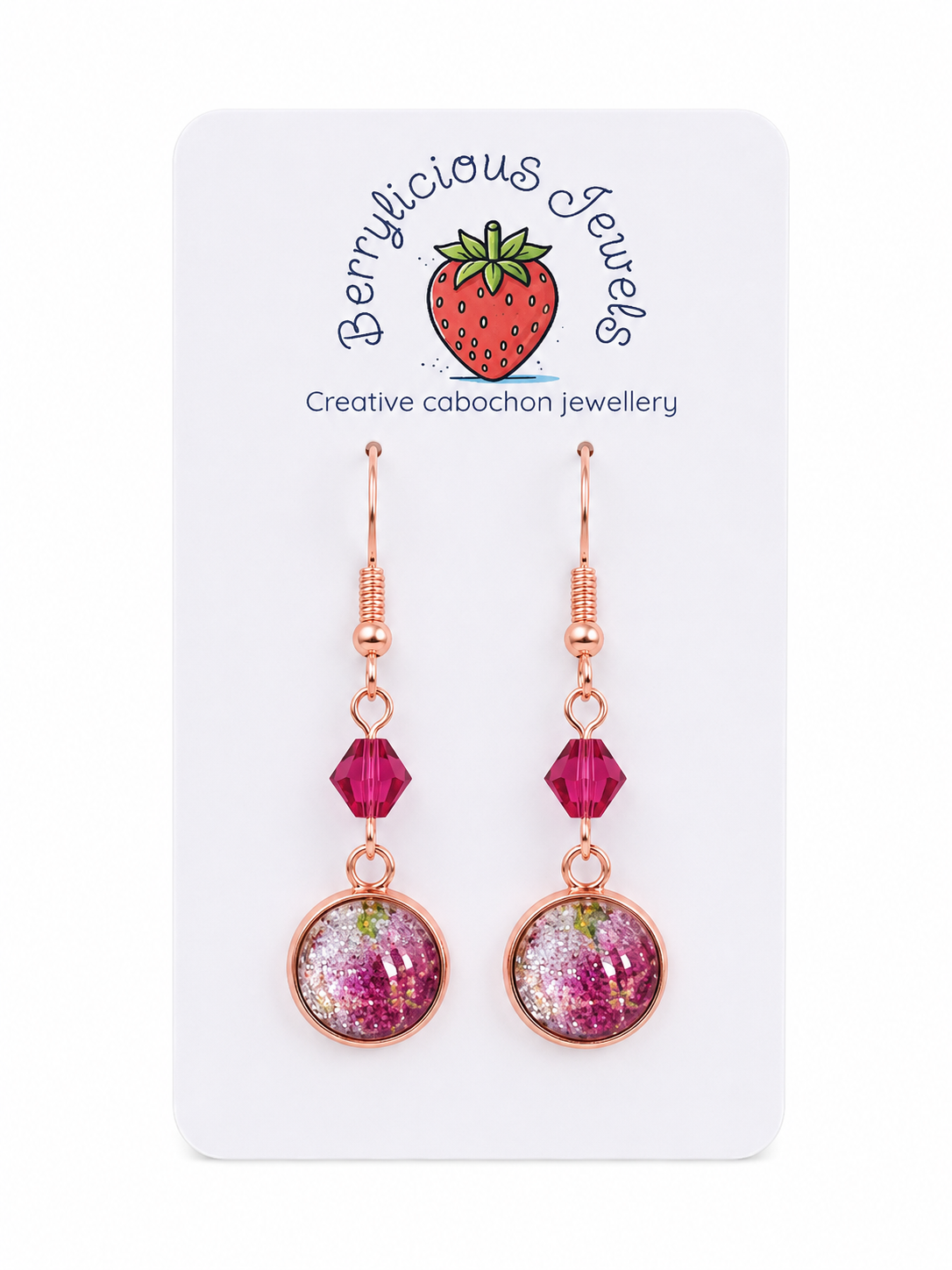 Fuchsia Floral Dangle Earrings