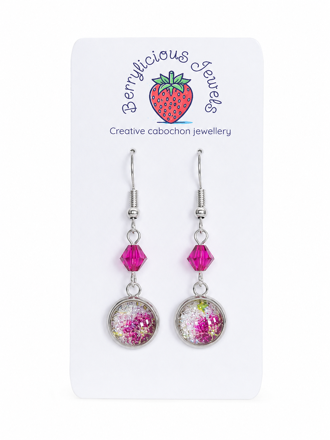 Fuchsia Floral Dangle Earrings