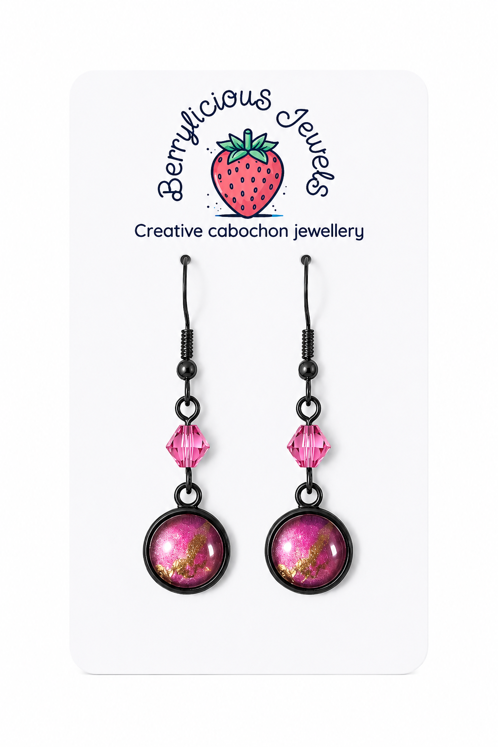 Golden Pink Sparkle Dangle Earrings