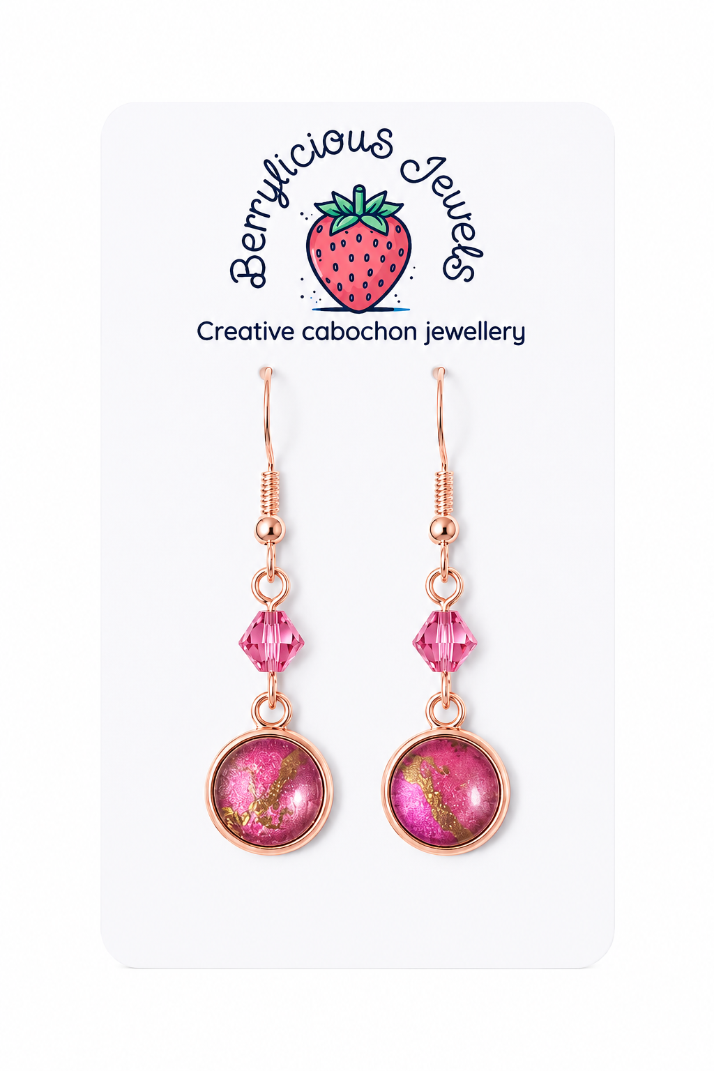 Golden Pink Sparkle Dangle Earrings