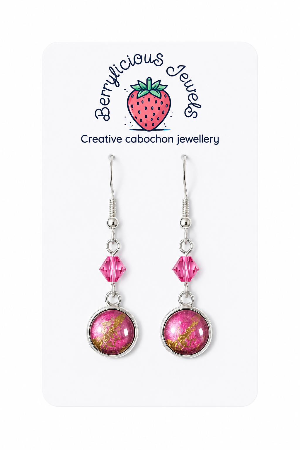 Golden Pink Sparkle Dangle Earrings